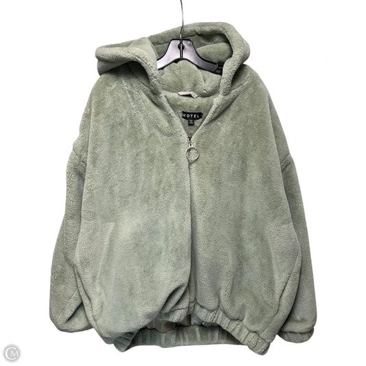 Hooded Jacket Faux Fur & Sherpa By Motel In Green, Size: L