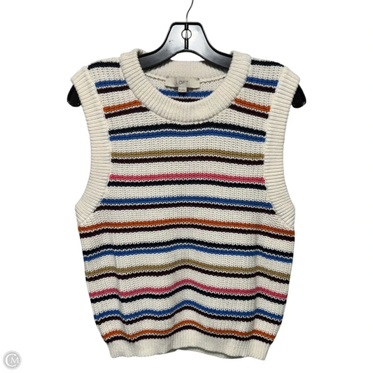 Sweater Vest By Loft In Striped Pattern, Size: Xl