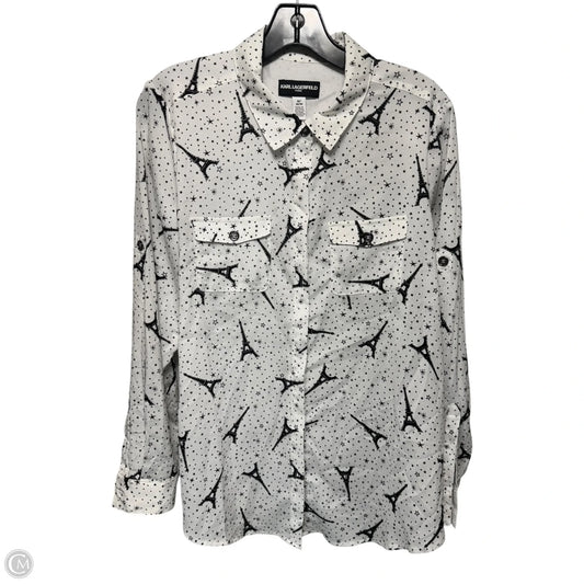 Top Long Sleeve Designer By Karl Lagerfeld In Black & White, Size: M
