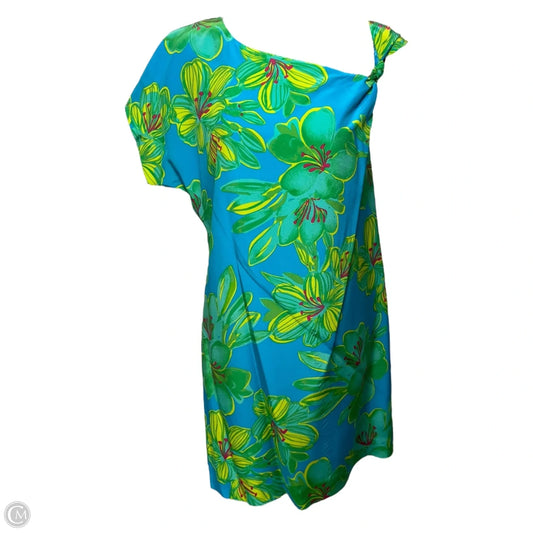 Scarlette Silk Dress Designer By Lilly Pulitzer In Printed Turquoise Leibold, Size: 4