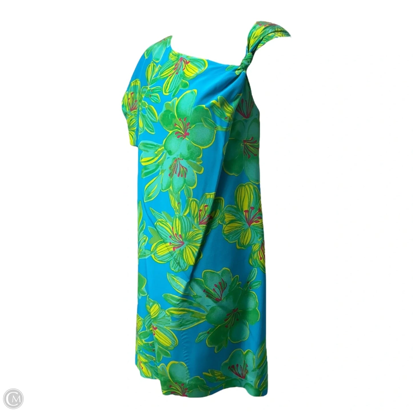 Scarlette Silk Dress Designer By Lilly Pulitzer In Printed Turquoise Leibold, Size: 4