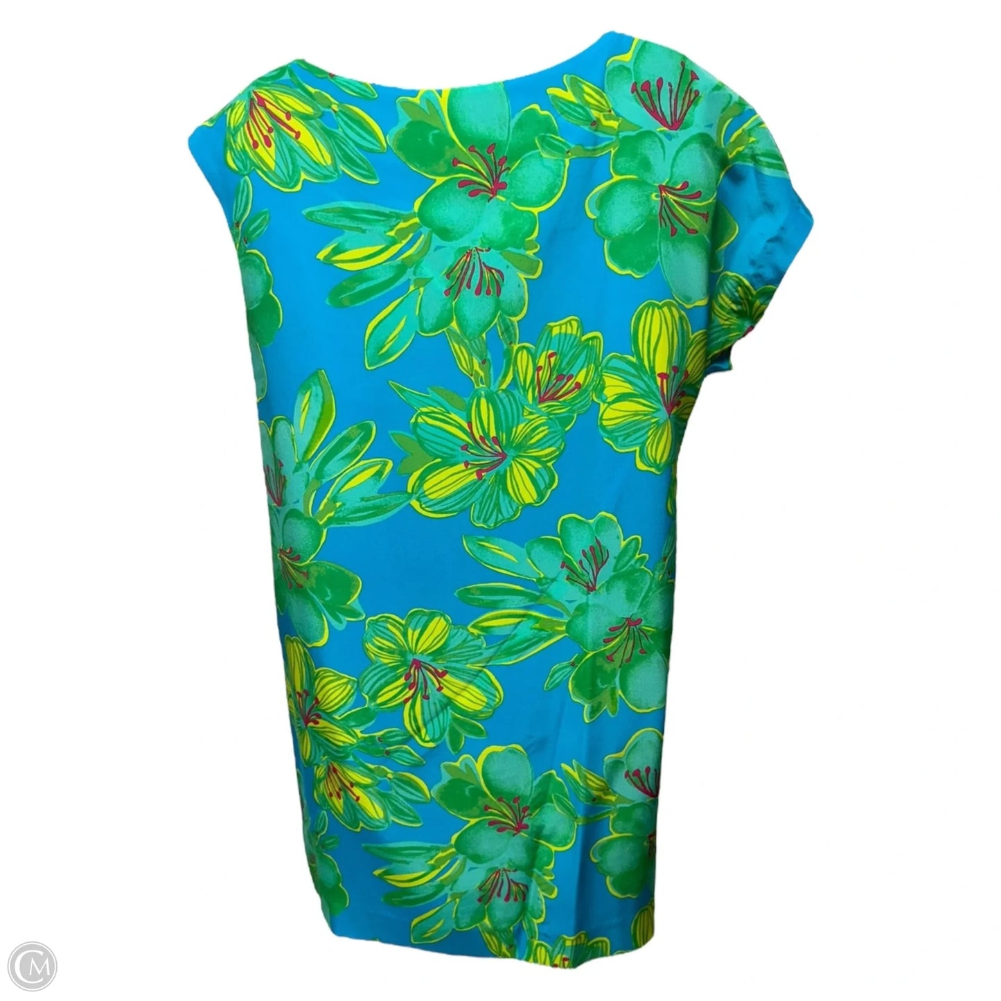 Scarlette Silk Dress Designer By Lilly Pulitzer In Printed Turquoise Leibold, Size: 4