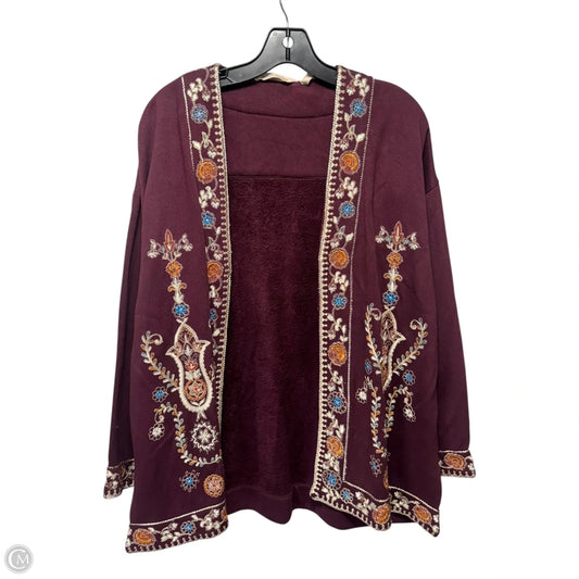 Embroidered Cardigan By Soft Surroundings In Maroon, Size: M