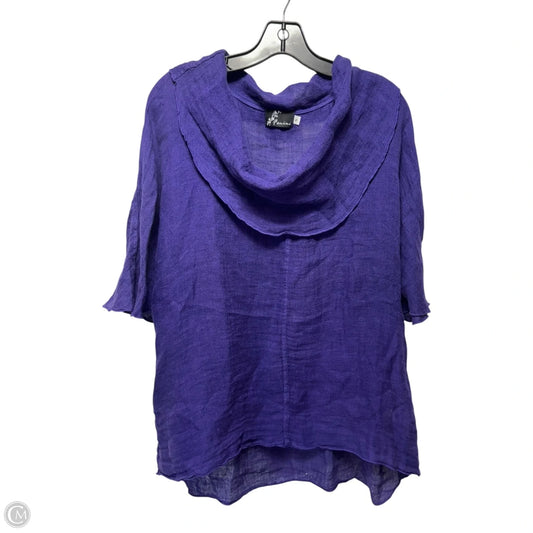 Linen Top Short Sleeve By Fenini In Purple, Size: M