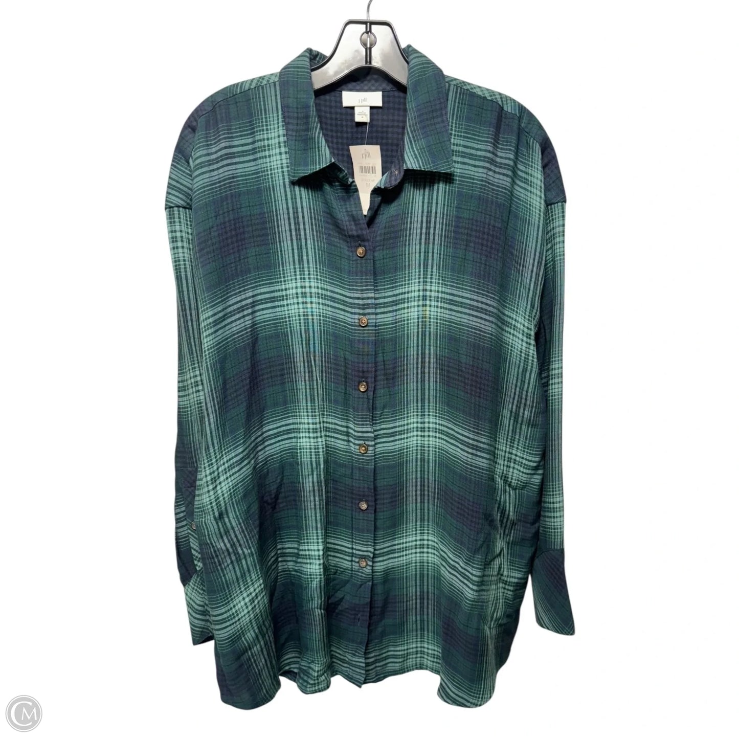 Top Long Sleeve By J. Jill In Plaid Pattern, Size: M