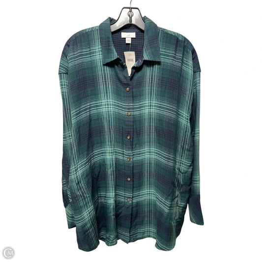 Top Long Sleeve By J. Jill In Plaid Pattern, Size: M