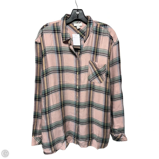 Top Long Sleeve By J. Jill In Plaid Pattern, Size: M tall