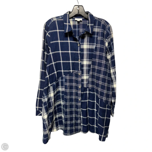 Top Long Sleeve By J. Jill In Plaid Pattern, Size: M
