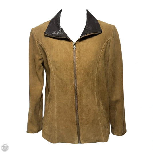 Jacket Leather By Overland In Tan and Brown, Size: Xs