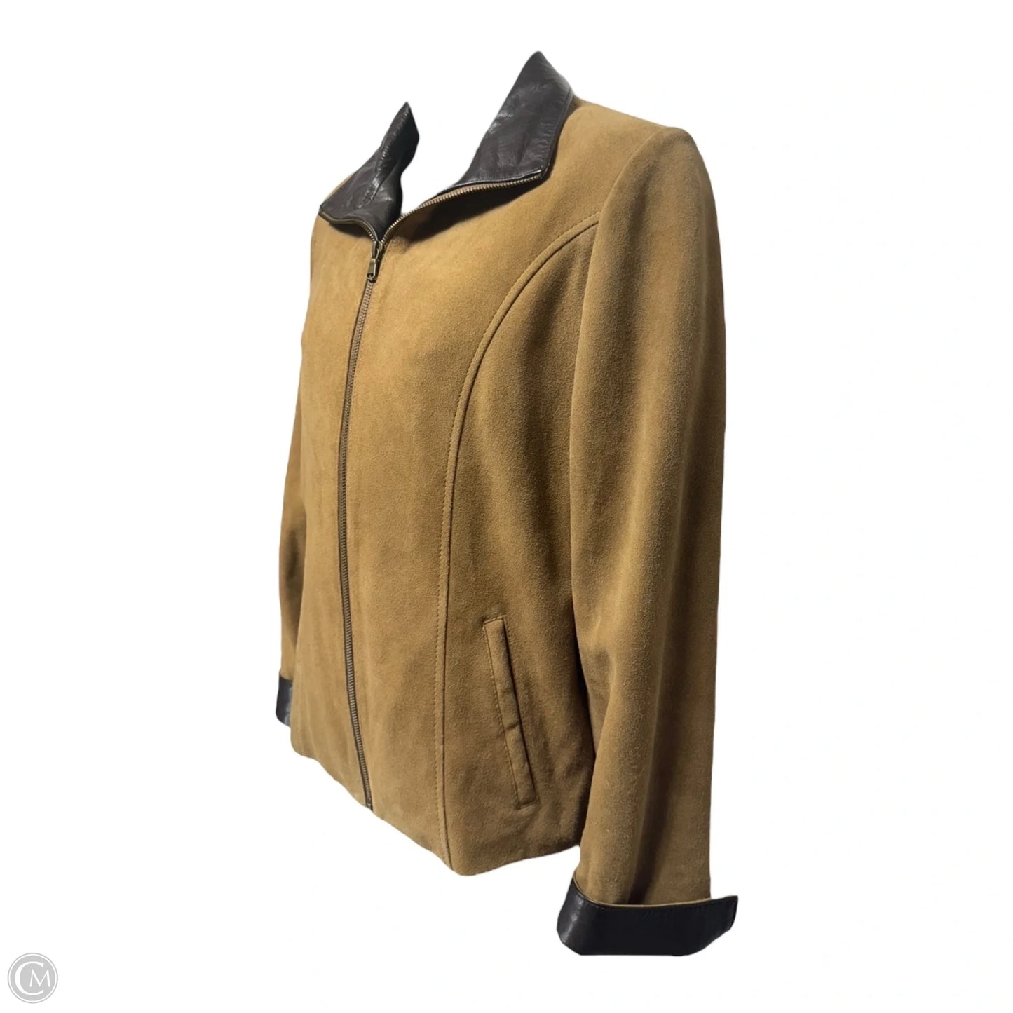 Jacket Leather By Overland In Tan and Brown, Size: Xs