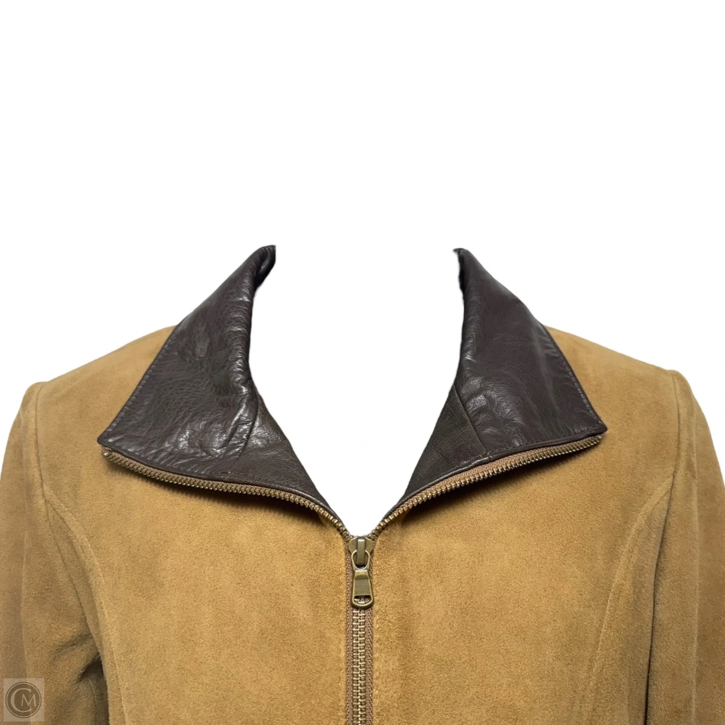 Jacket Leather By Overland In Tan and Brown, Size: Xs