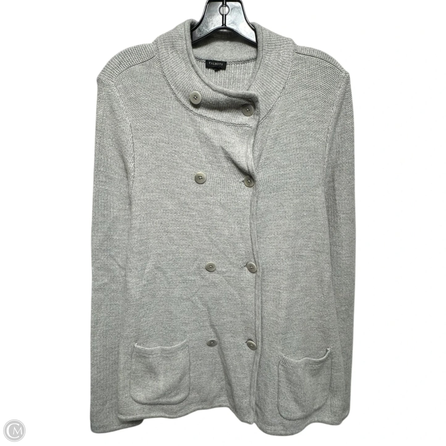 Sweater Cardigan By Talbots In Grey, Size: L