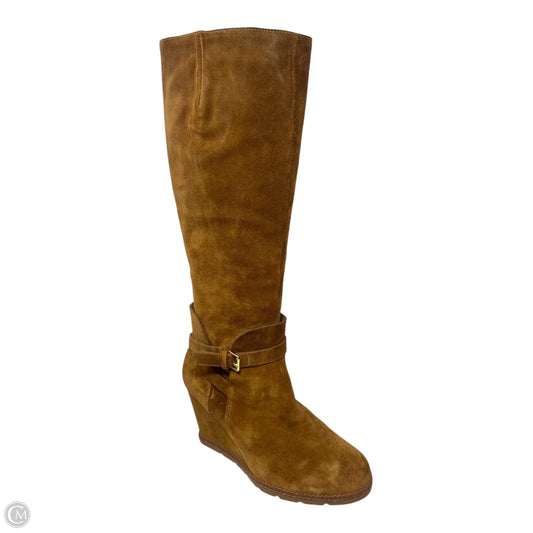 Suede Wedge Boots Designer By Kate Spade In Brown, Size: 8.5
