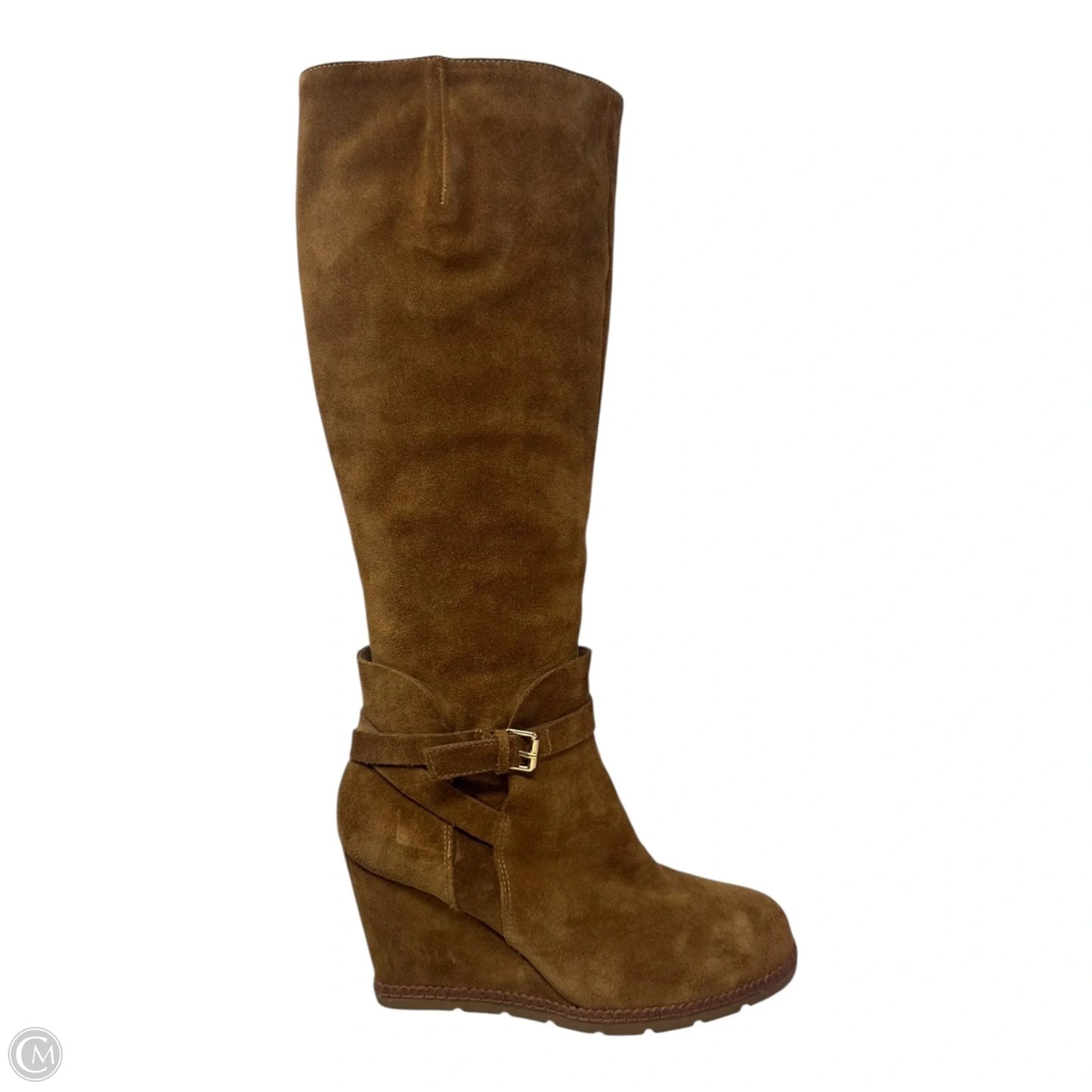 Suede Wedge Boots Designer By Kate Spade In Brown, Size: 8.5