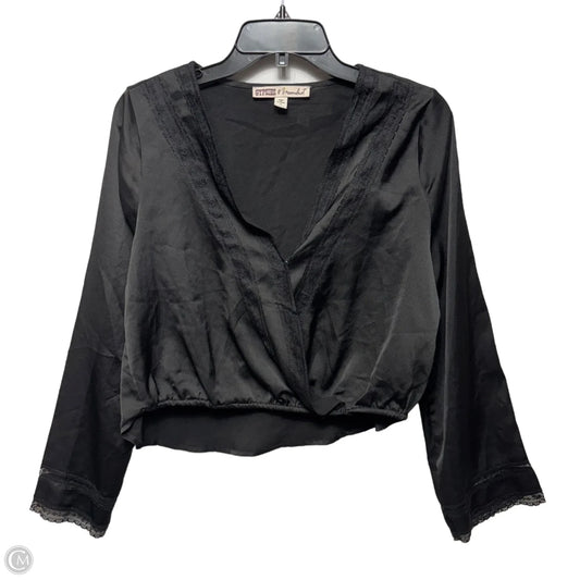 Lace Trim Cropped Top Long Sleeve By Gypsies & Moondust In Black  Size: M