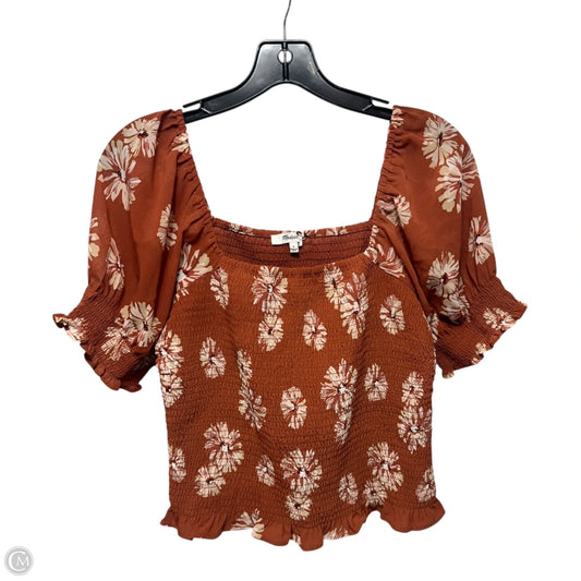 Smocked Top Short Sleeve By Madewell In Floral Print, Size: S