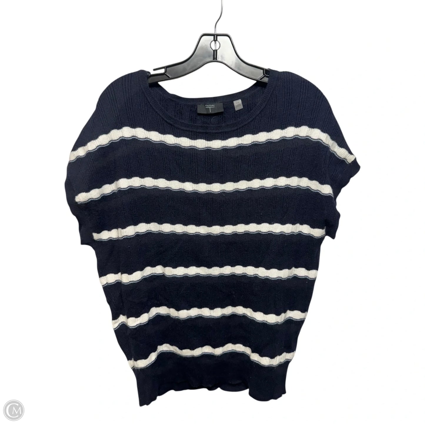 Sweater Short Sleeve By Tahari In Striped Pattern, Size: M