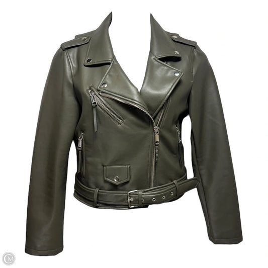 Vegan Leather Moto Jacket By Rebecca Minkoff In Green, Size: M
