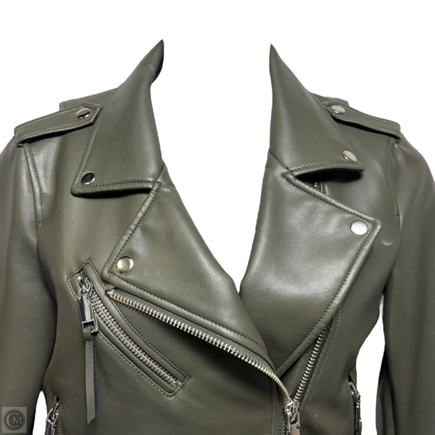 Vegan Leather Moto Jacket By Rebecca Minkoff In Green, Size: M