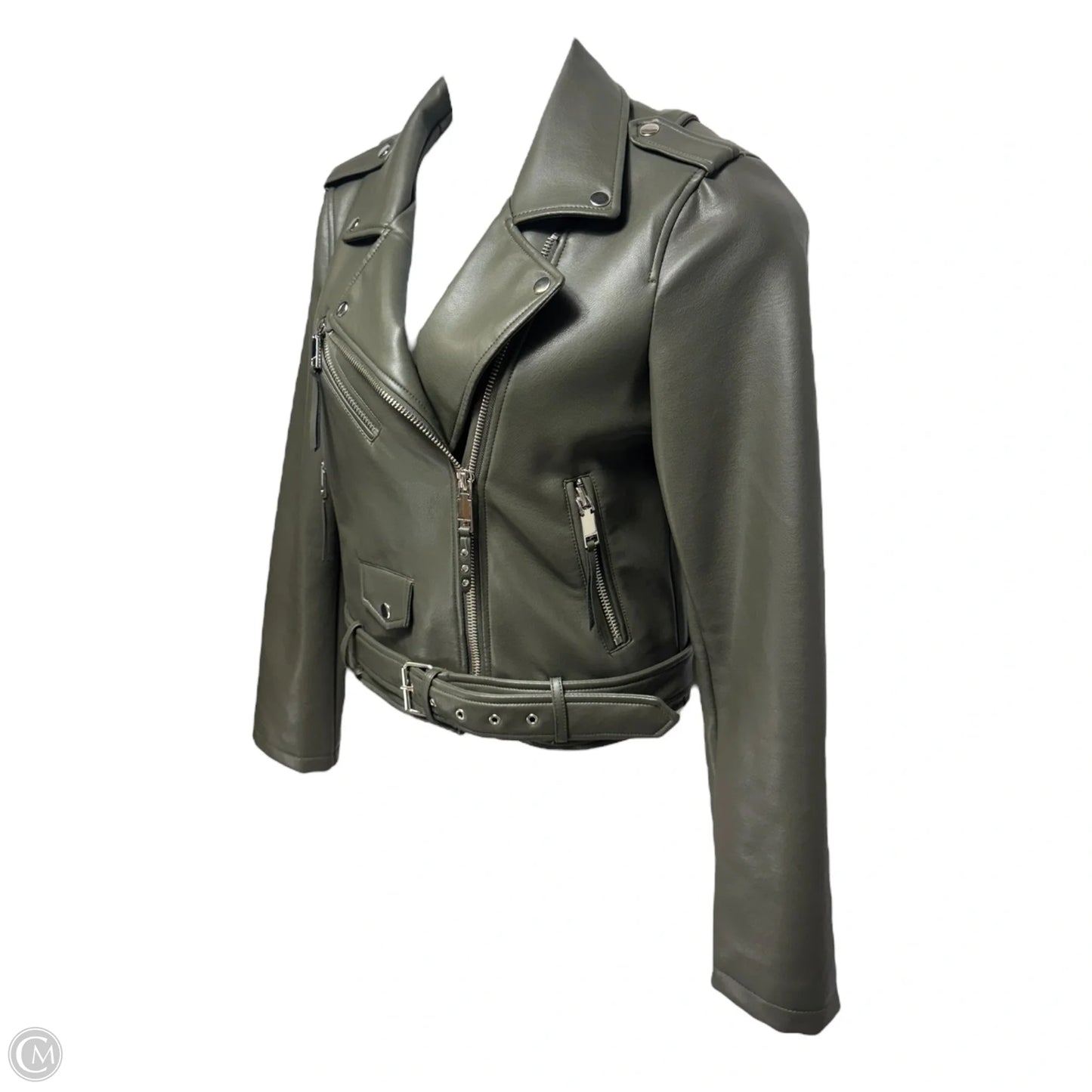 Vegan Leather Moto Jacket By Rebecca Minkoff In Green, Size: M