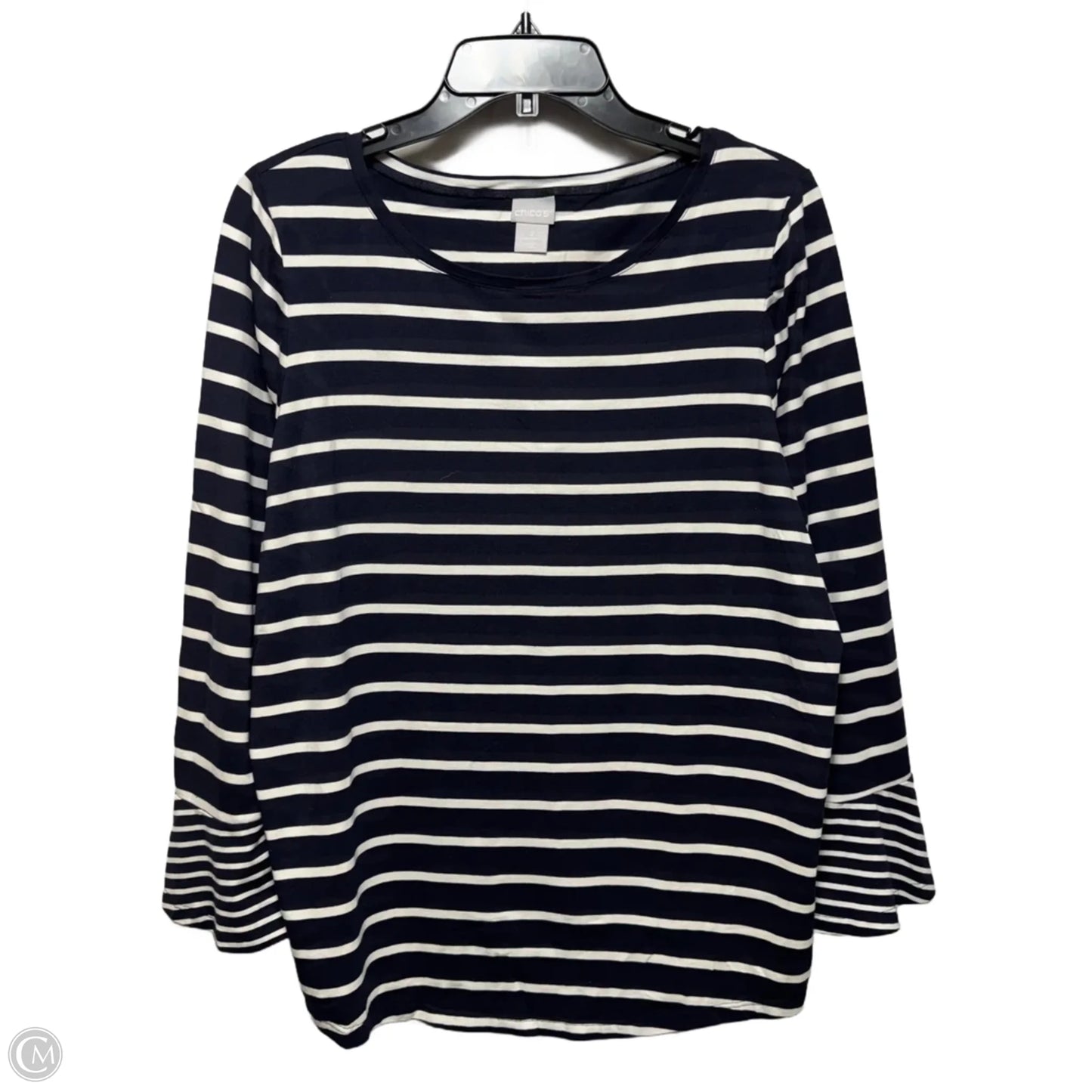 Top Long Sleeve By Chicos In Striped Pattern, Size: L