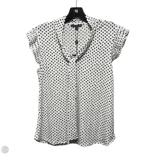 Tie Neck Knit Top With Pleated ShouldersTop Sleeveless By Adrianna Papell In Polkadot Pattern, Size: M
