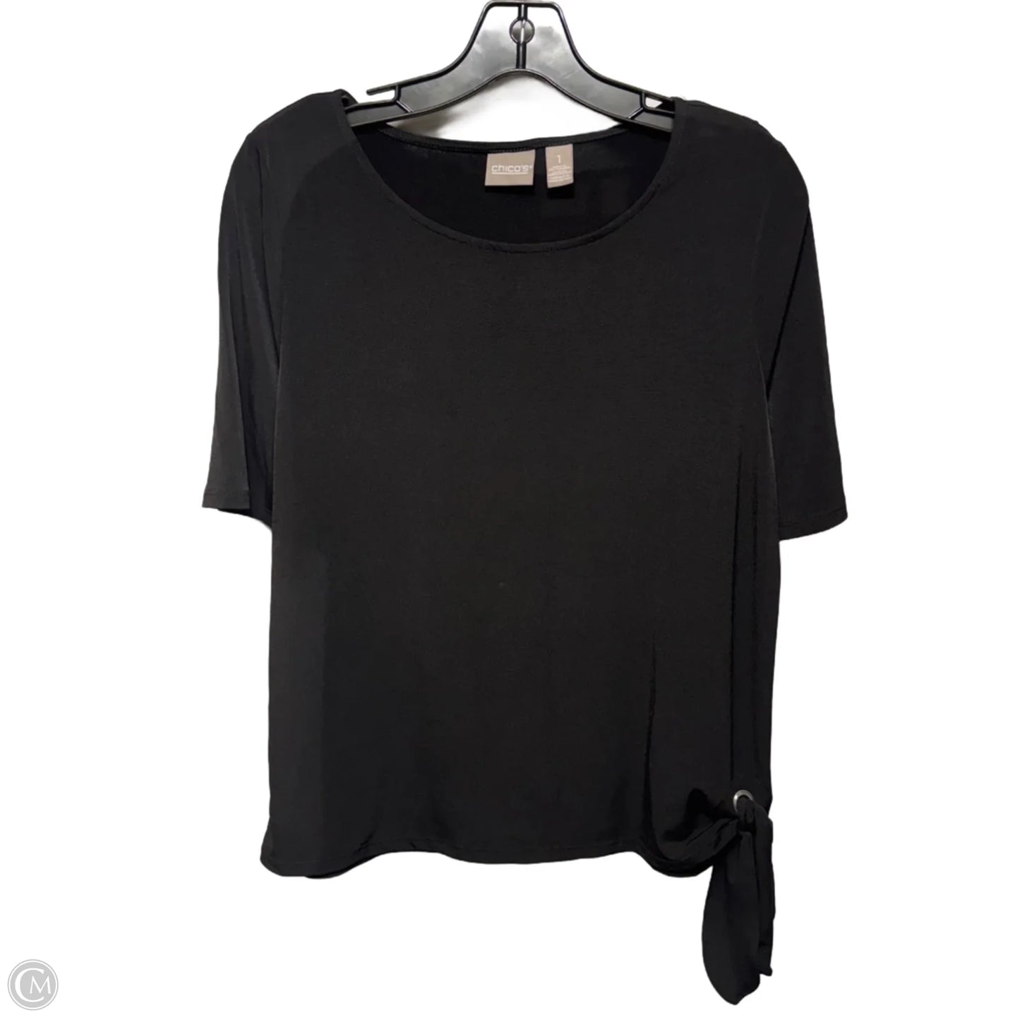 Side Tie Top Short Sleeve By Chicos In Black, Size: M