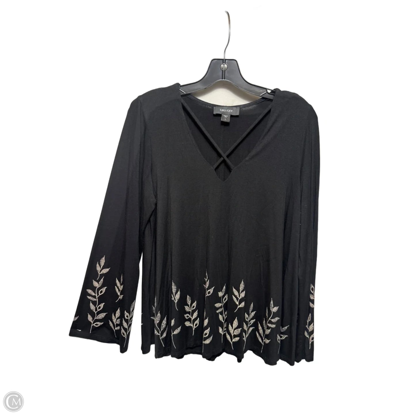 Embroidered Top Long Sleeve By Karen Kane In Black, Size: L