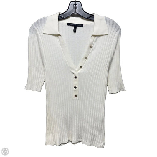 Knit Top Short Sleeve By White House Black Market In Cream, Size: L