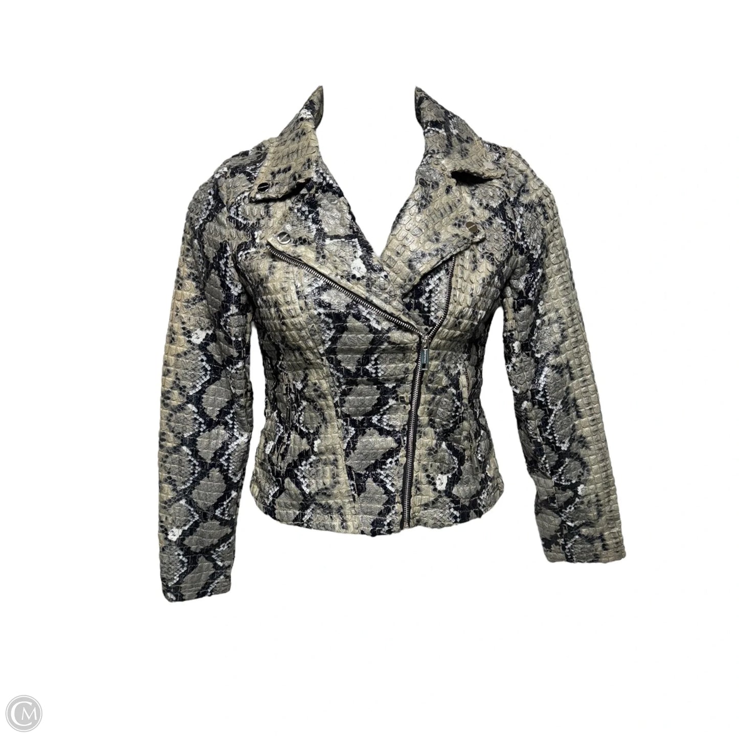 Jacket Moto By Rino & Pelle In Snakeskin Print, Size: M