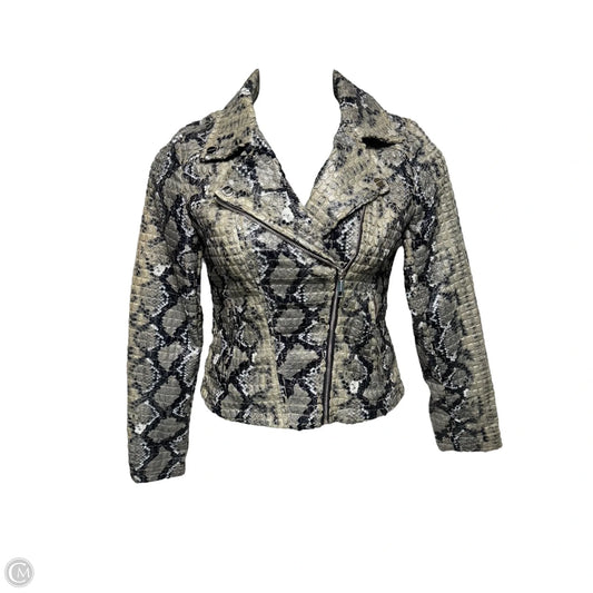 Jacket Moto By Rino & Pelle In Snakeskin Print, Size: M
