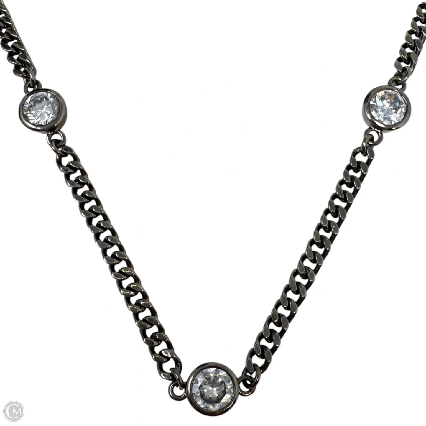 Crystal & Gunmetal Chain Station Necklace By Lisa Freed
