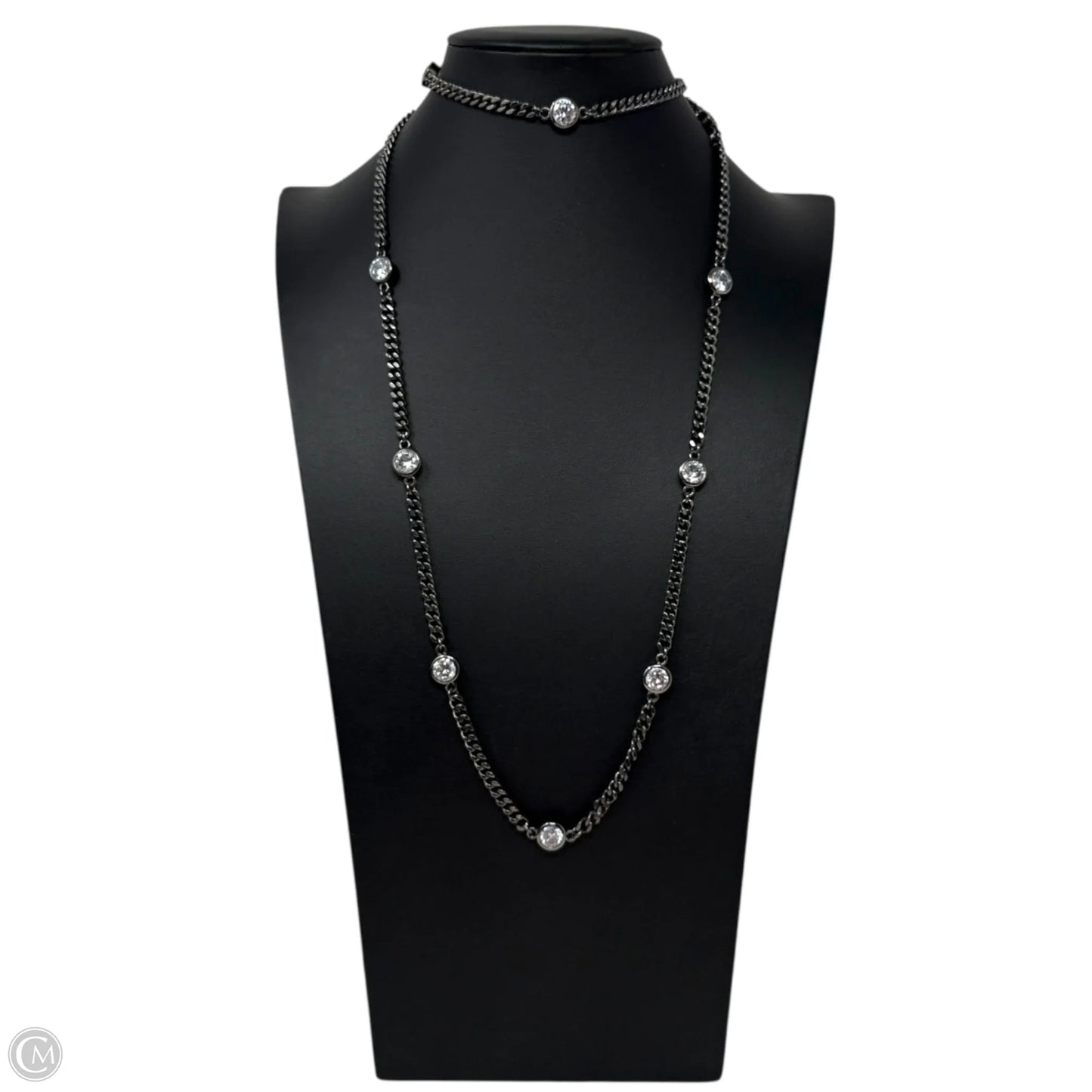 Crystal & Gunmetal Chain Station Necklace By Lisa Freed