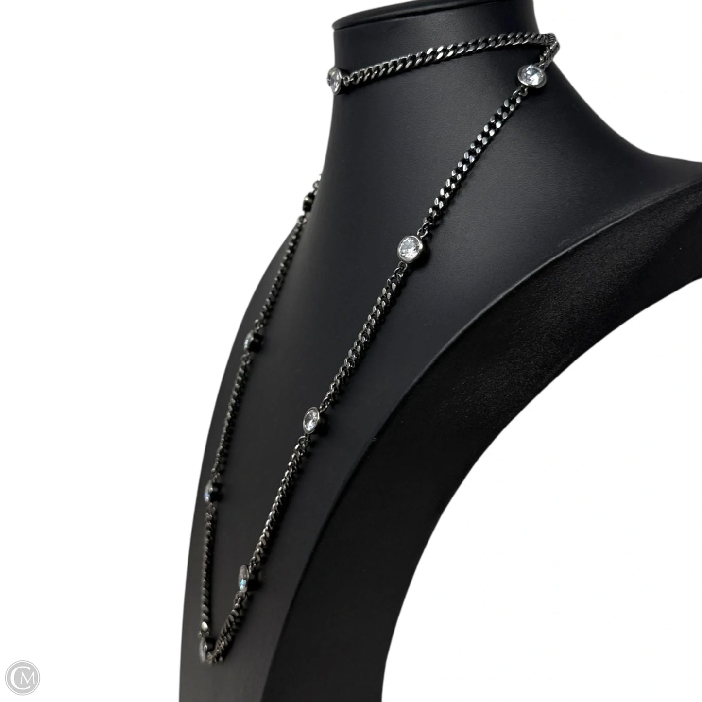 Crystal & Gunmetal Chain Station Necklace By Lisa Freed