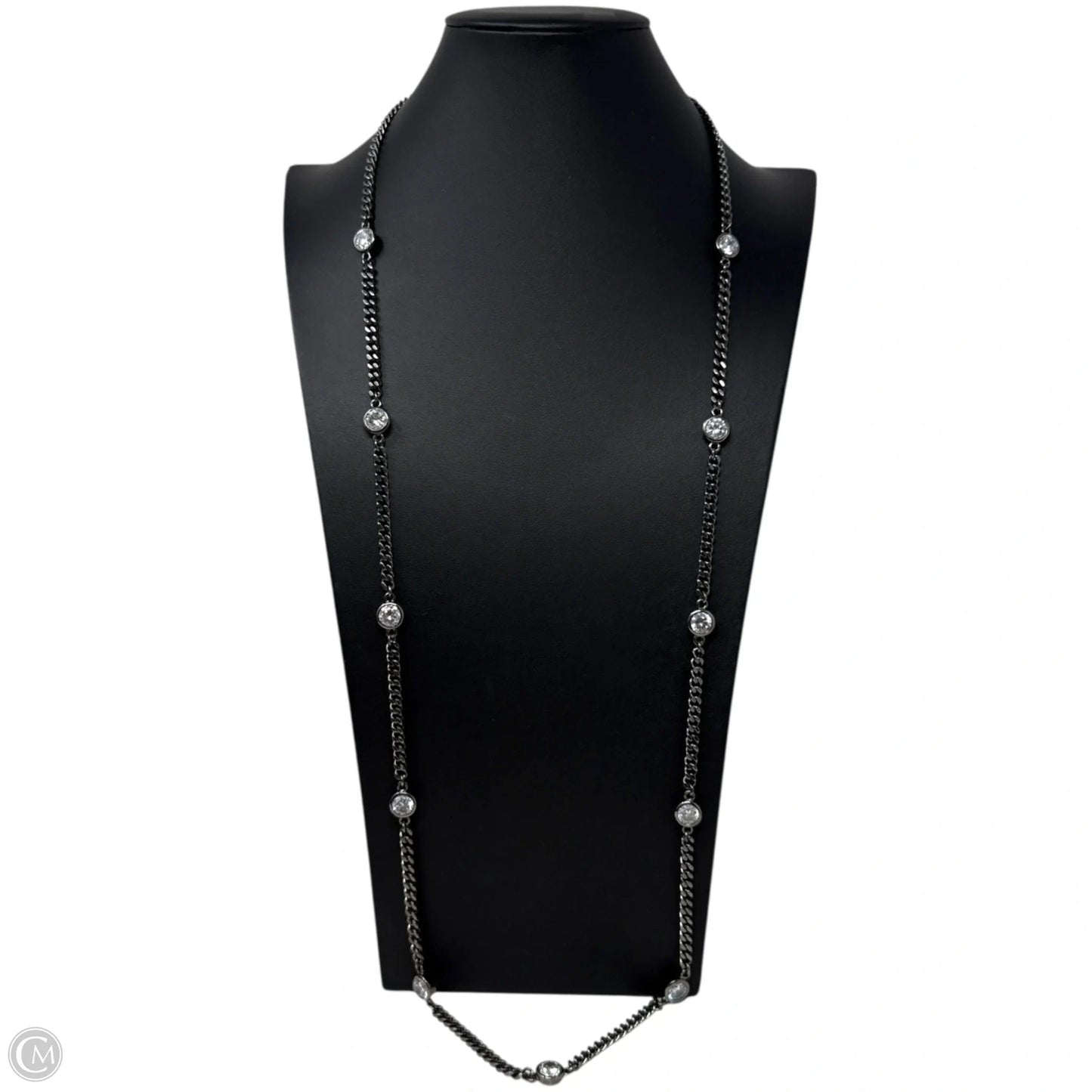 Crystal & Gunmetal Chain Station Necklace By Lisa Freed