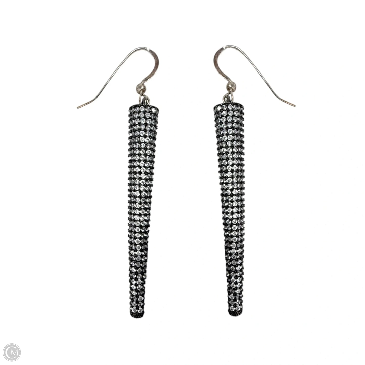 Sterling Silver & Pave Spike Earrings