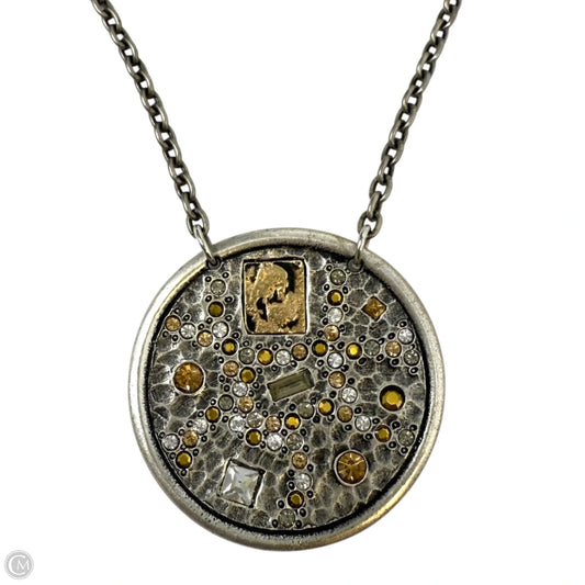 Steampunk Bando Gold Coin Swarovski Crystal Necklace In Sterling Silver By Tat2 Designs