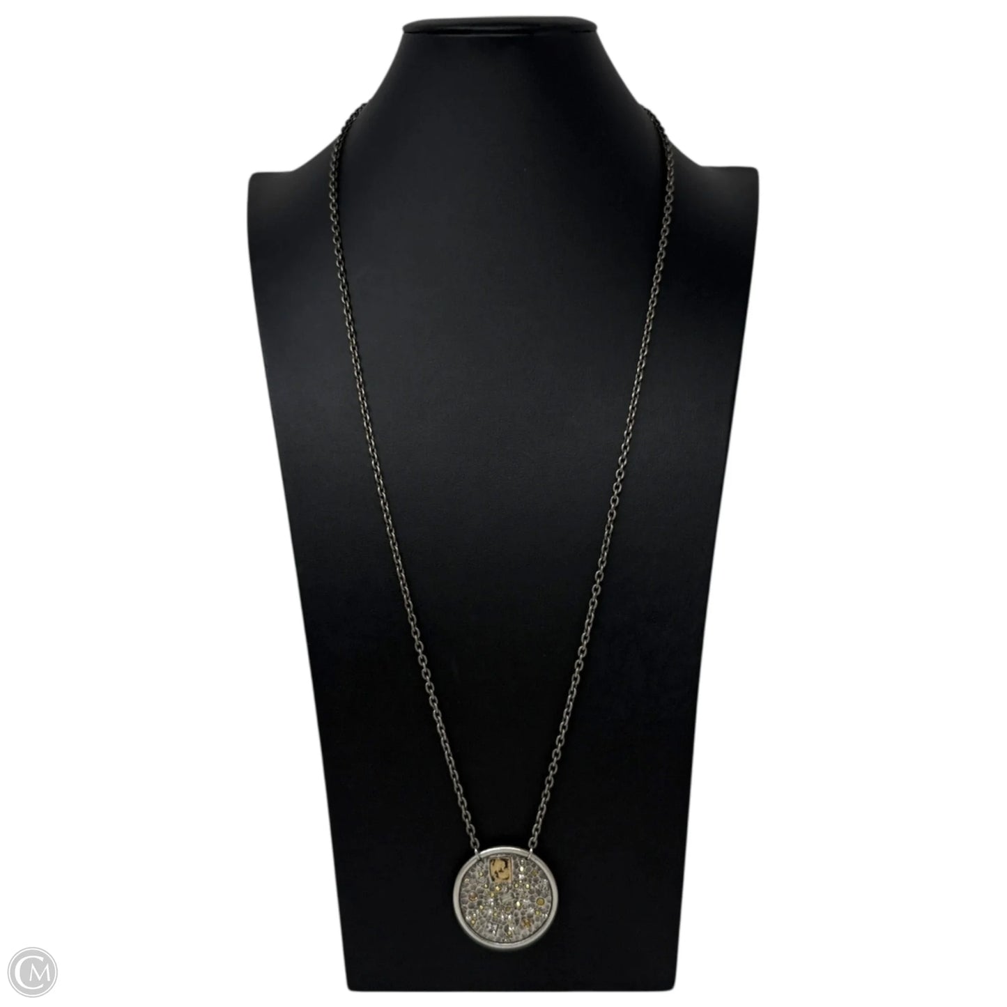 Steampunk Bando Gold Coin Swarovski Crystal Necklace In Sterling Silver By Tat2 Designs