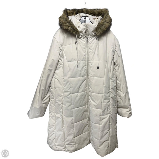 Coat Puffer & Quilted By Excelled In Cream, Size: 2x