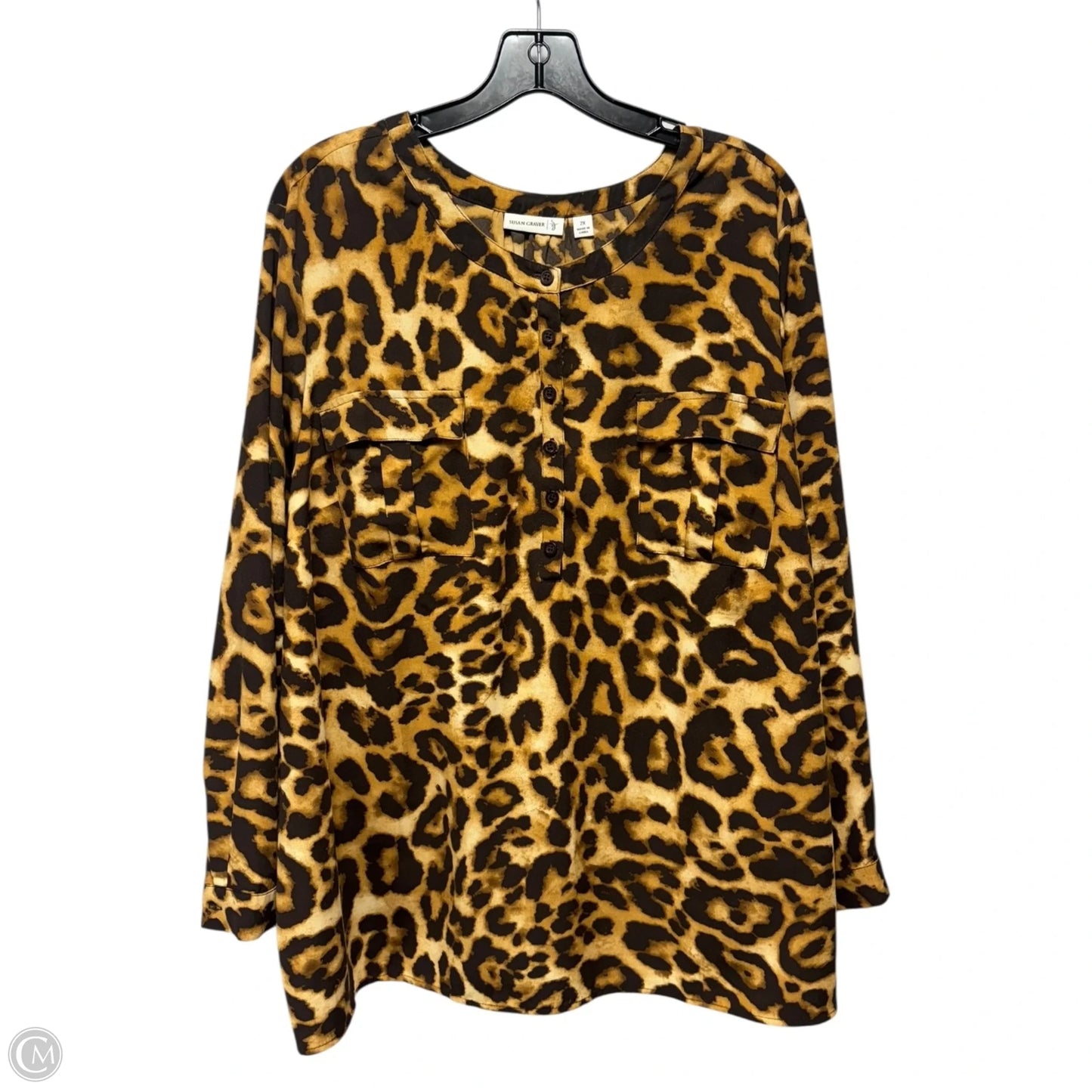 Top Long Sleeve By Susan Graver In Animal Print, Size: 2X