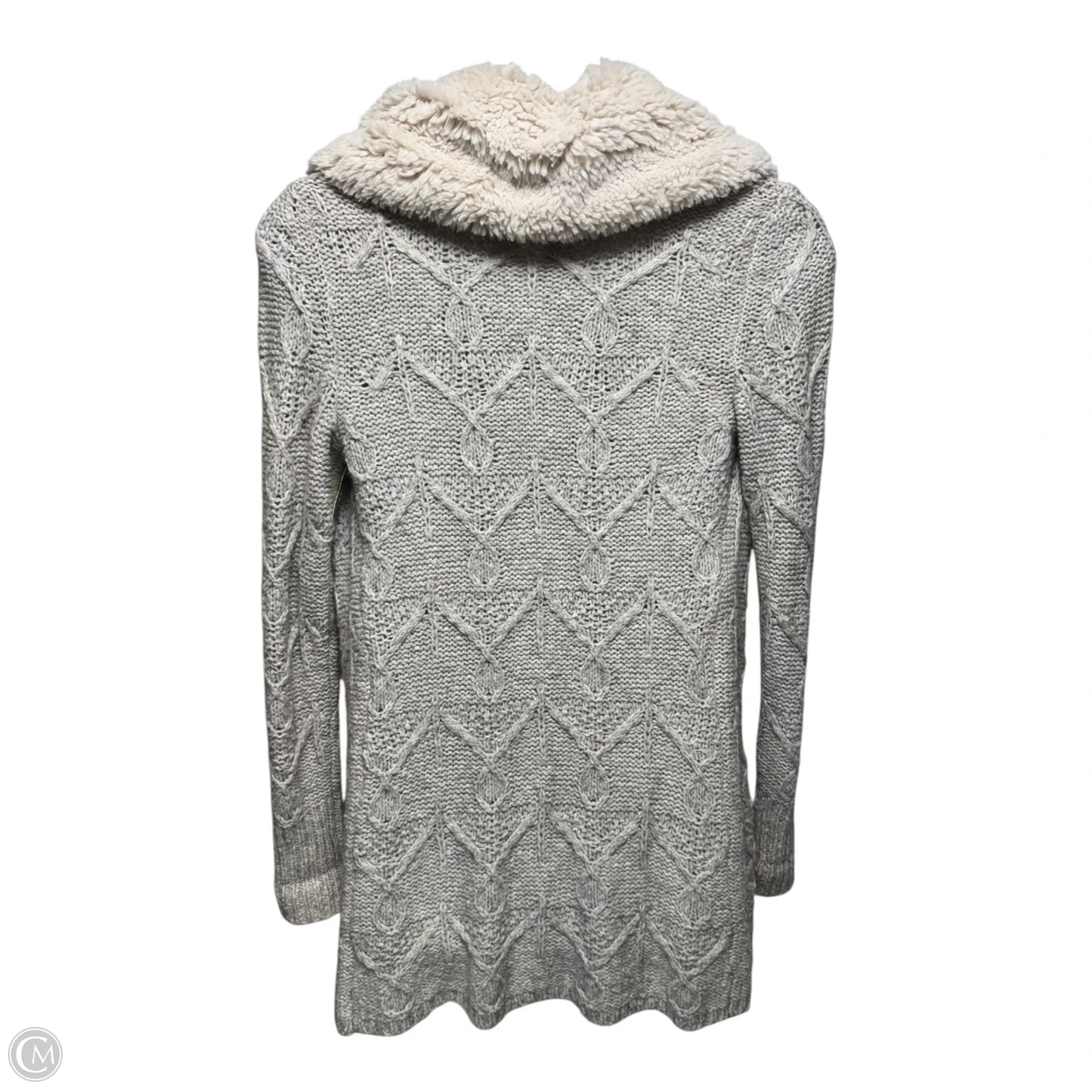 Faux Fur Collar Sweater Cardigan By Sleeping On Snow In Tan, Size: M