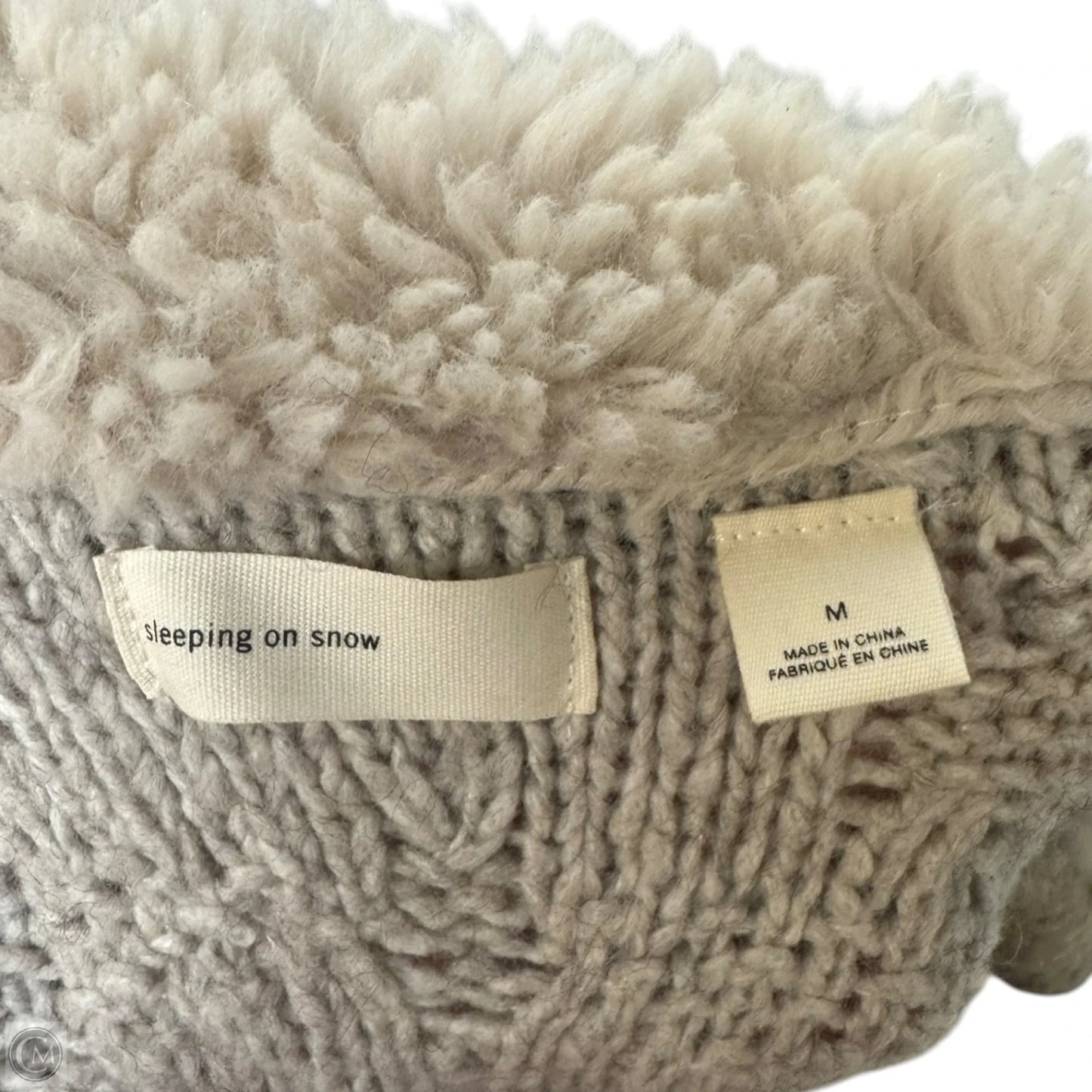 Faux Fur Collar Sweater Cardigan By Sleeping On Snow In Tan, Size: M