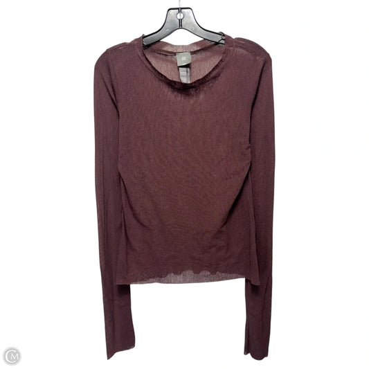 Knit Sheer Top Long Sleeve By Lilith In Brown, Size: Xl