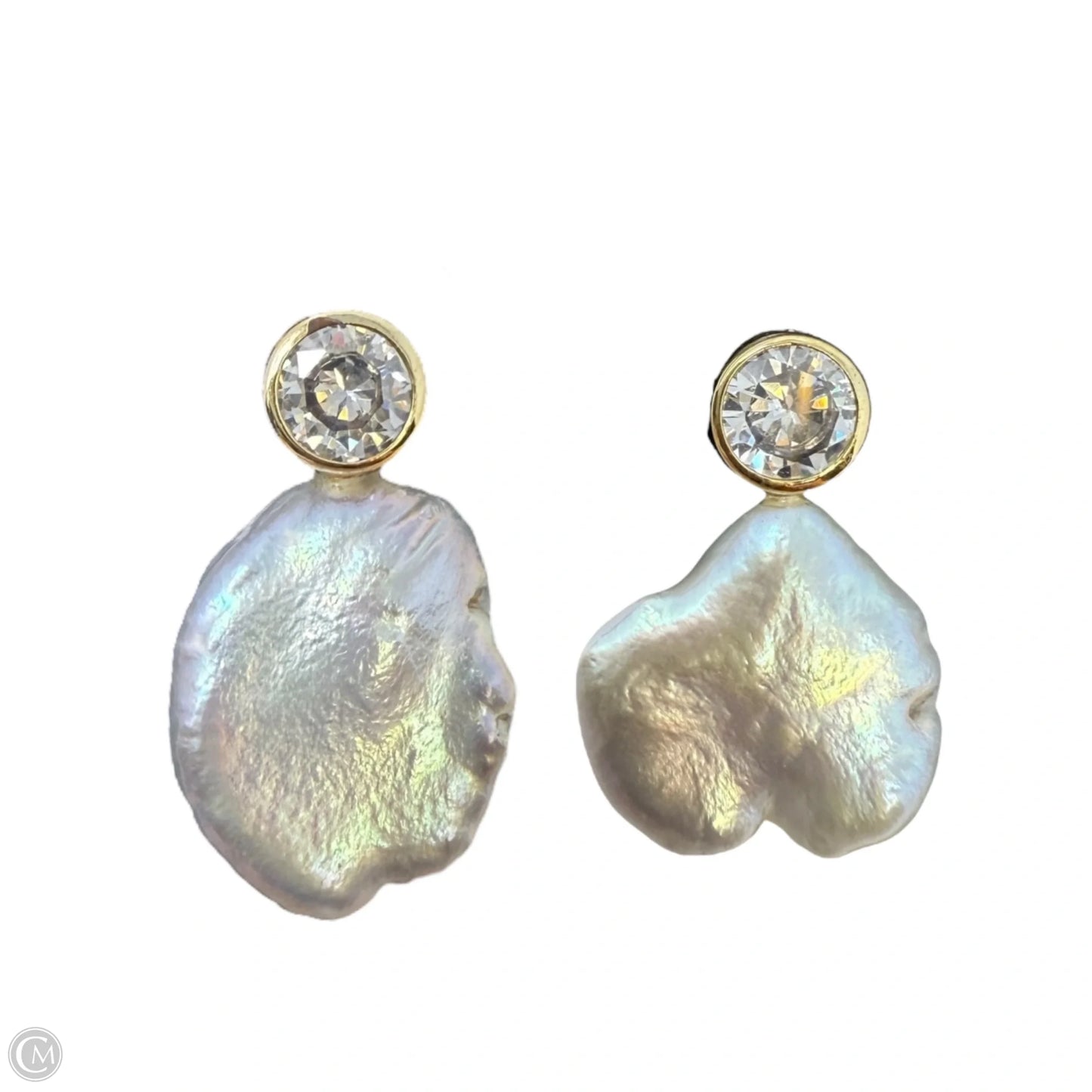 Clear Crystal & Baroque Pearl Drop Earrings