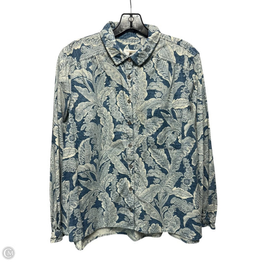 Corduroy Top Long Sleeve By Anthropologie In Floral Print, Size: L