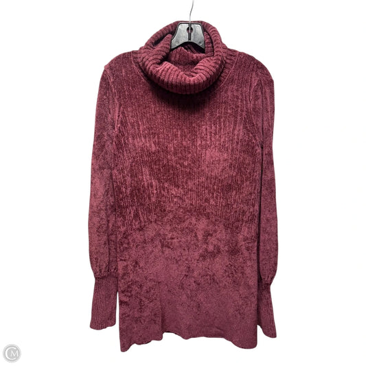 Chenille Open Back Tunic Sweater By Free People In Maroon, Size: L