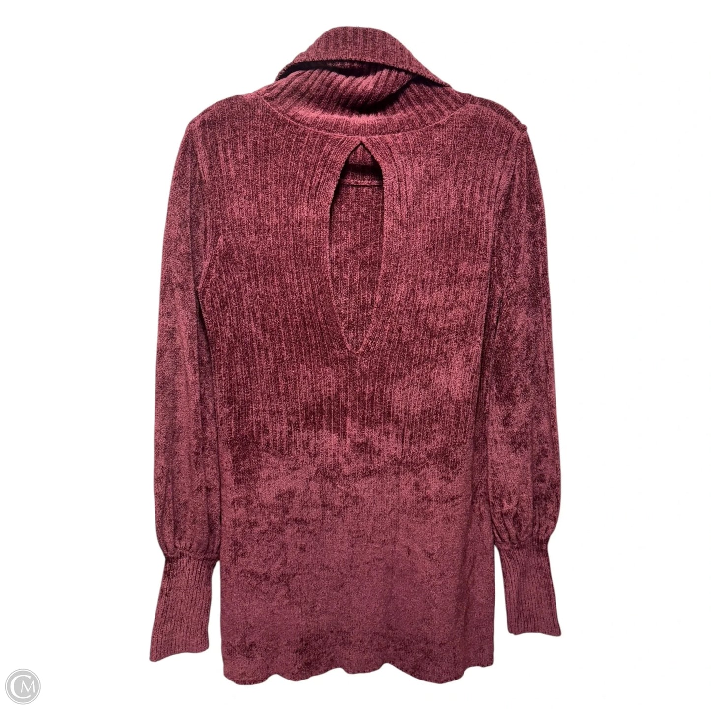 Chenille Open Back Tunic Sweater By Free People In Maroon, Size: L