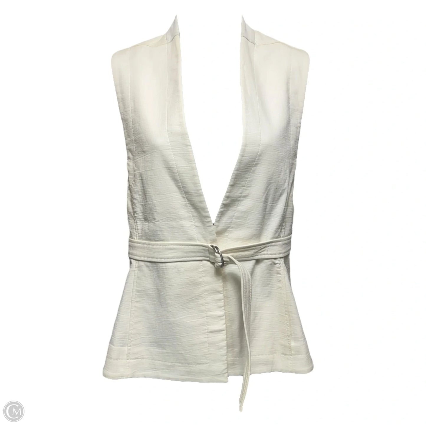 Leather Trim Belted Vest By Helmut Lang In White, Size: XS/S