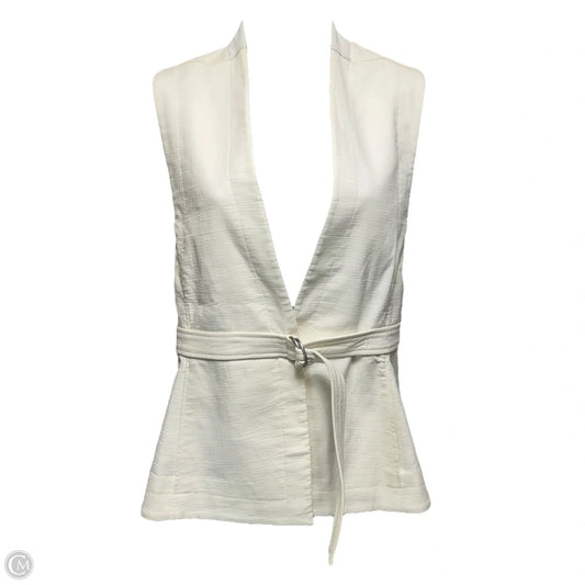 Leather Trim Belted Vest By Helmut Lang In White, Size: XS/S