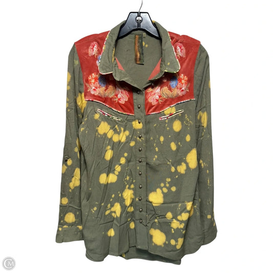 Velvet Trim Top Long Sleeve By Aratta Silent Journer In Multi-colored, Size: M